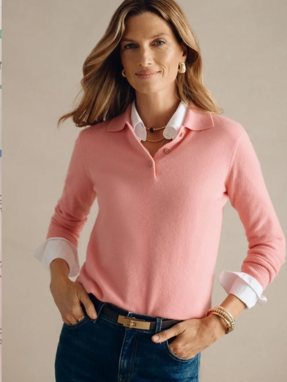 J. McLaughlin Cashmere Polo Sweater in Candy Pink
